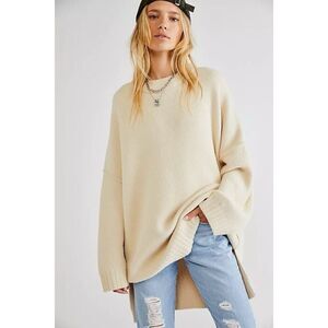Free People Oversized Peaches Tunic in Ivory/Cream Size L